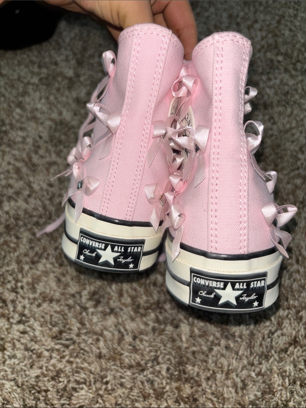 Pink High-Top Ribbon Accent Converse - Picture 4 of 5